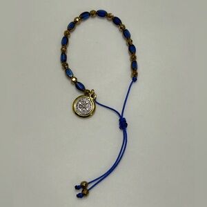 Saint Benedict Blue and Gold Beaded Bracelet